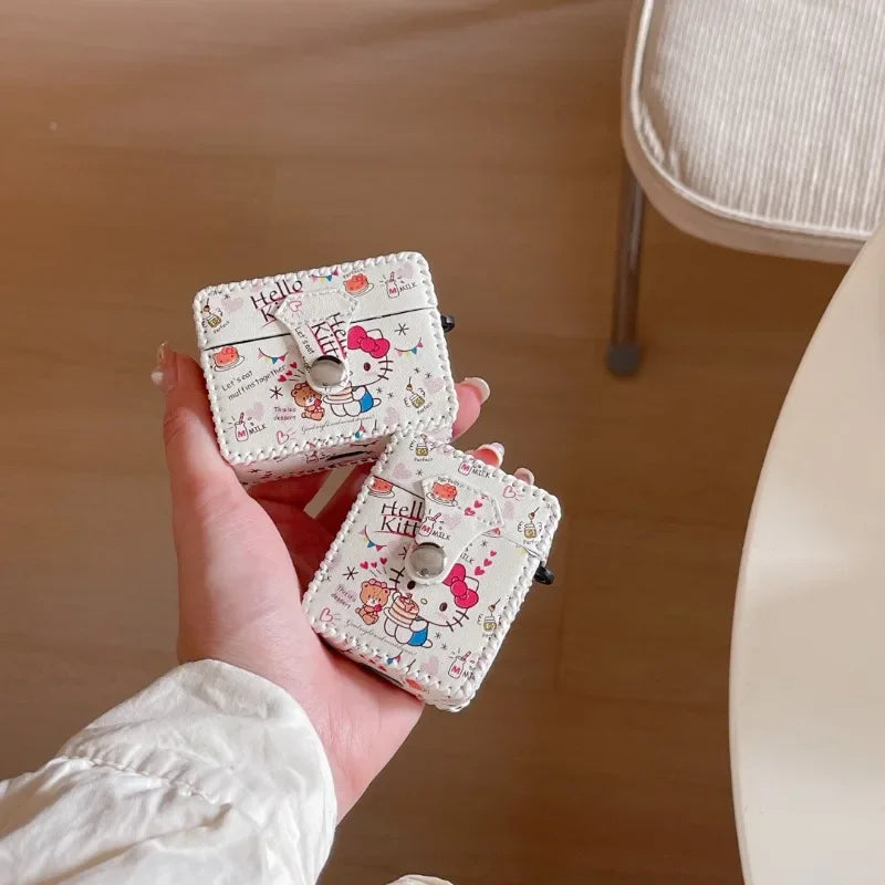 Sutiable for AirPods Pro 2 Premium Leather Earphone Cases with Leather Strap Anti-lost Anti-fall Cartoon Cute AirPods 1 2 3 Case