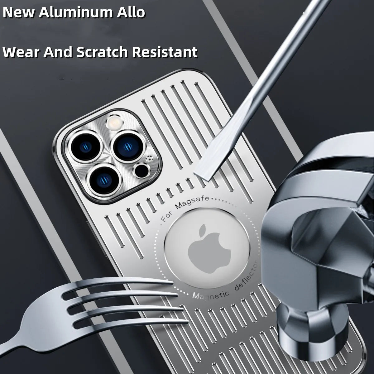 Fashion Metal Heat Dissipation Magnetic Magsafe Case for iPhone 14 16 Pro Max 13 12 15 16 Pro Logo Hole Wireless Charging Cover
