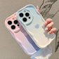 Gradient Love Heart Wavy Phone Case For IPhone 16 15 Pro Max 14 11 13 12 Mini XR 8 7 Plus X XS SE 2022 Clear Soft Silicone Cover - Caseverse