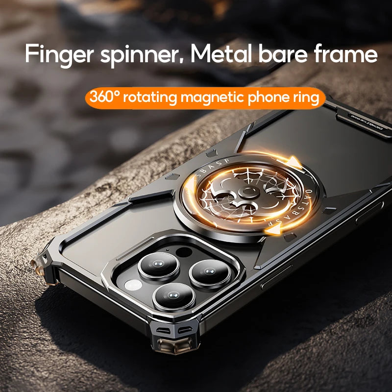 Eary for iPhone 16 Pro Max Bat Phone Case with Magsafe 360°Rotation Kickstand Metal Frameless Military Grade Shockproof Cover - Caseverse