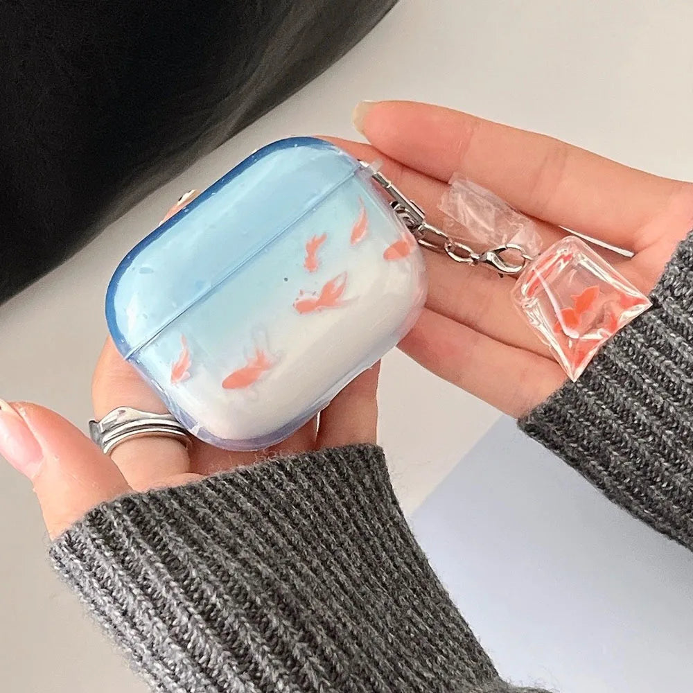 Cute and ornamental koi gradient earphone case for airpods 2 3 4 TPU soft protective cover for airpods pro 2 2nd charge box case