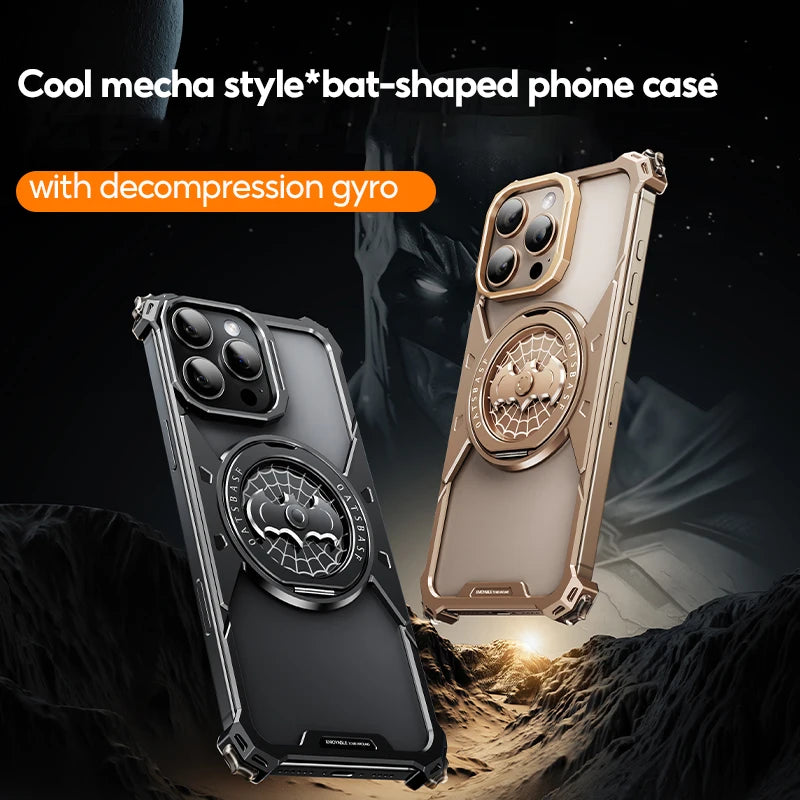 Eary for iPhone 16 Pro Max Bat Phone Case with Magsafe 360°Rotation Kickstand Metal Frameless Military Grade Shockproof Cover - Caseverse