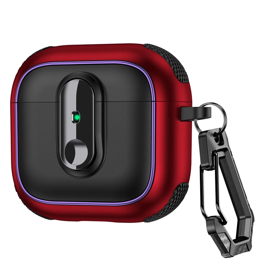 Armor locking clasp Earphone Cover For AirPods 4 3 2Pro With Plated Purple Strips With Magnetic Attraction Protective Case
