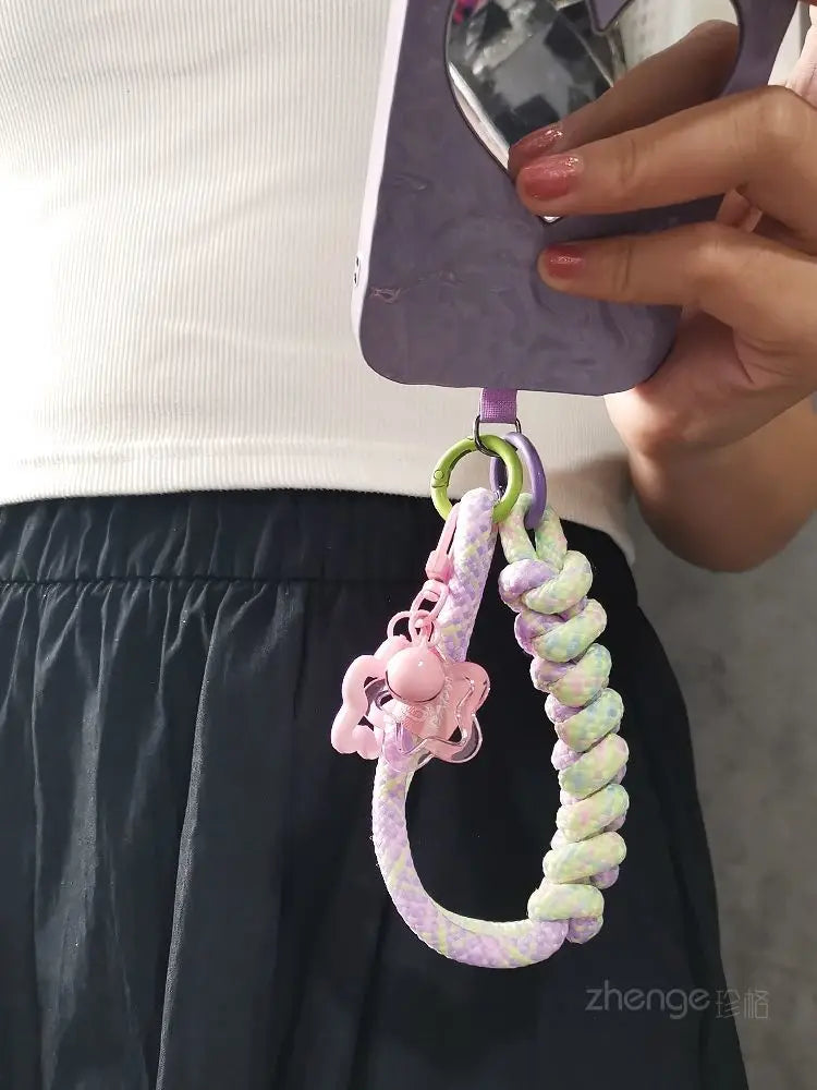 Mobile Phone Lanyard Wrist Short Ins Two Strands Woven Strong Men And Women Outdoor Travel Small Fresh Lanyard Shell Anti-Theft