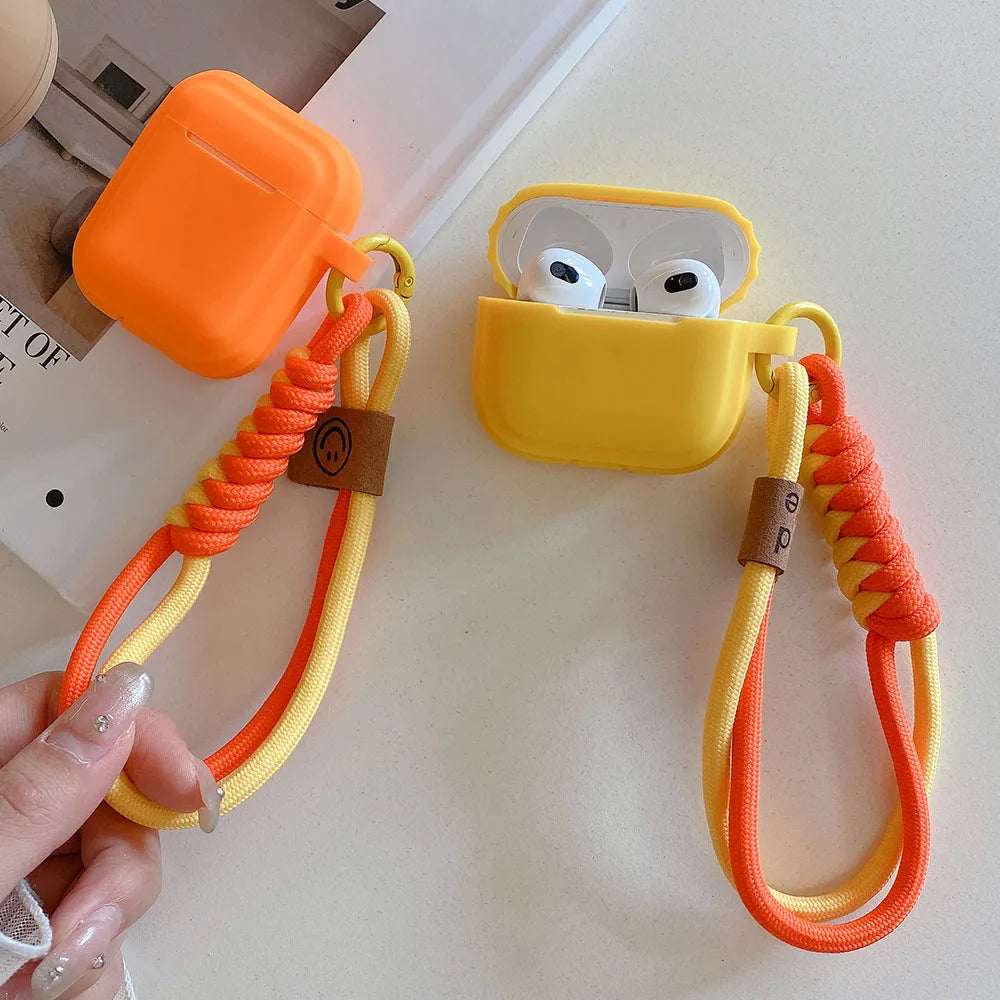 Simple Soft Silicone with Smile Hand Strap Earphone Case For Apple Airpods 4 1 2 Pro 3 Funda Wireless Bluetooth Protective Cover