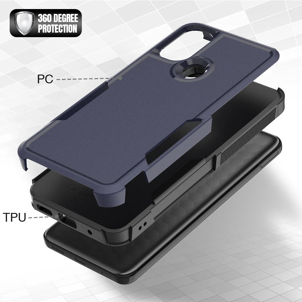 New TPU/PC Case for Motorola Moto E20 E30 E40 Military Shockproof Phone Cover Rugged Armor Shell 2IN1 Dual Layer Protection - Caseverse