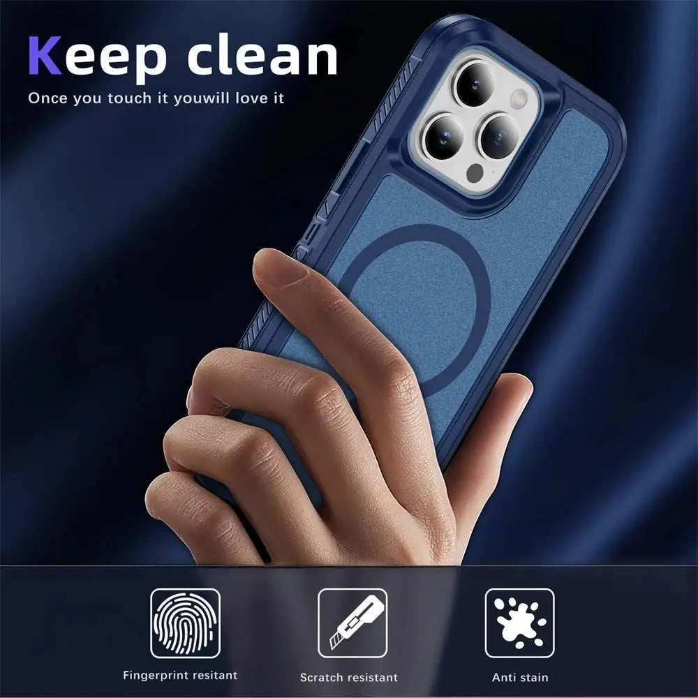 For MagSafe Armor Defender Phone Case For iPhone 15 14 13 12 Pro Max 11 Shockproof Heavy Duty Rugged Magnetic Hybrid Matte Cover - Caseverse