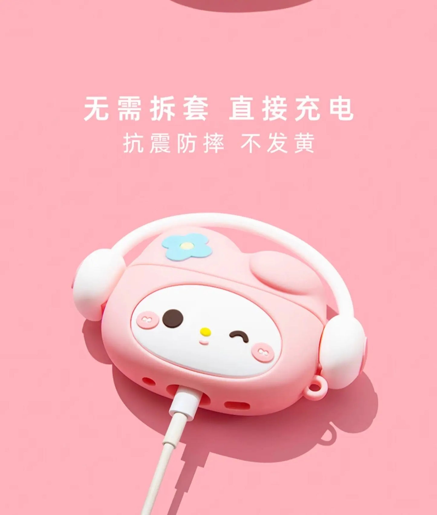 For Airpods 1 2 3 4 Pro Pro 2 Hello Kitty Kuromi Melody Listen To Music Silicone Earphone Case Accessories Cover