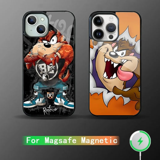 Tasmanian Devil Taz Phone Case Strong Magnetic For IPhone 15 14 13 Pro Max Mini Alex Mirror For Magsafe Wireless Charging Cover - Caseverse