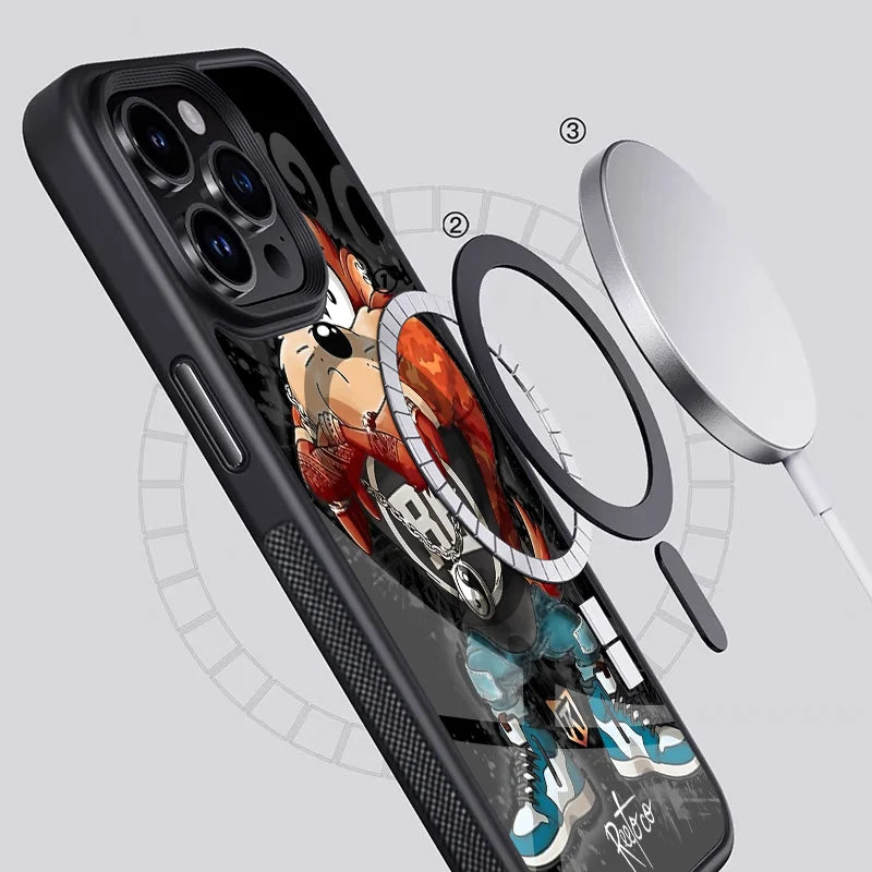 Tasmanian Devil Taz Phone Case Strong Magnetic For IPhone 15 14 13 Pro Max Mini Alex Mirror For Magsafe Wireless Charging Cover - Caseverse
