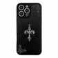 Leather Phone Case for IPhone 16 15 14 13 12 11 Pro Max Luxury Gothic High Grade Fashion Trends 3D Metal Cross Protection Cover