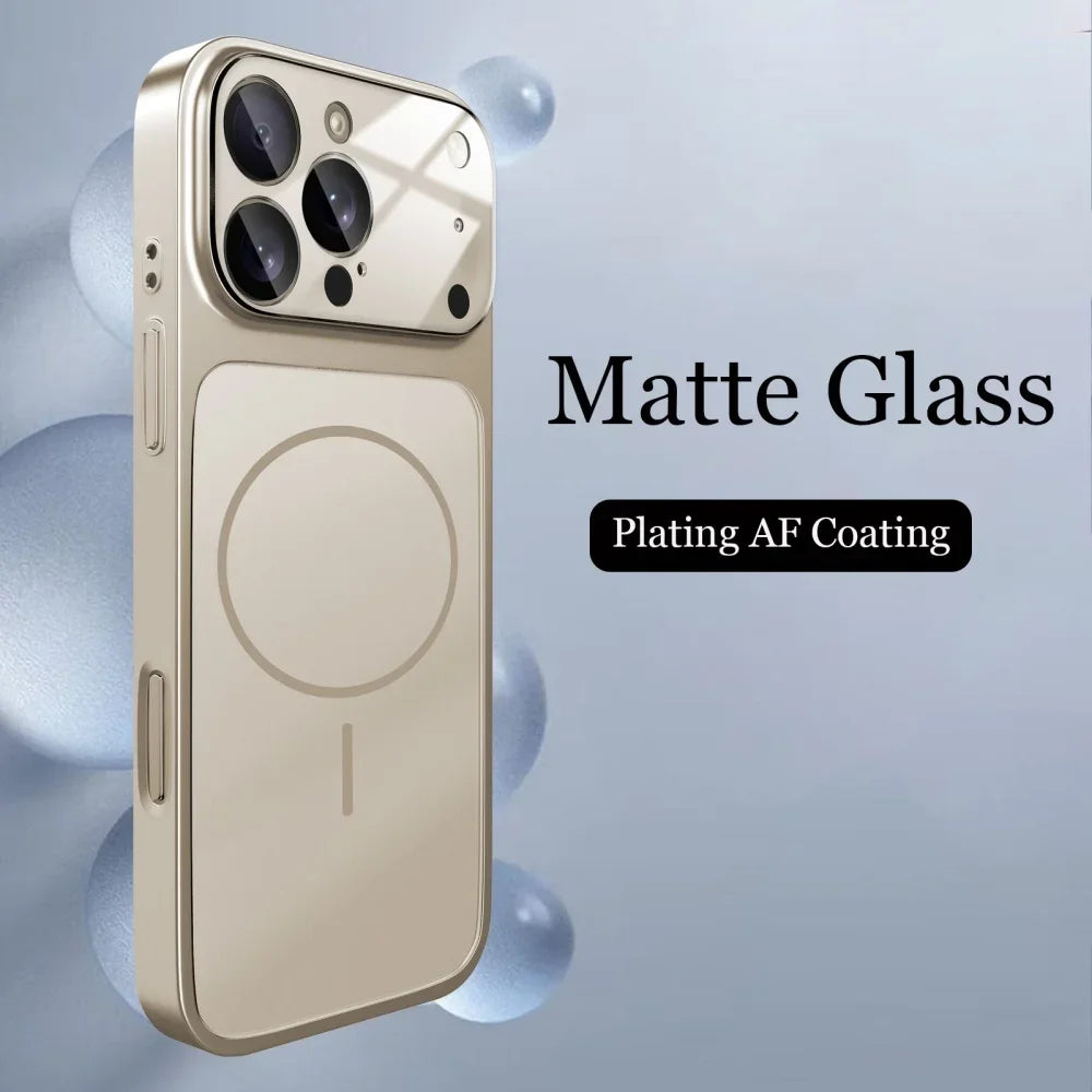 Original Glass Nano Matte Case For iPhone 17 Air 16 15 Pro Max 17Pro Cover Magnetic Magsafe Wireless Charging Armor Shell Funda