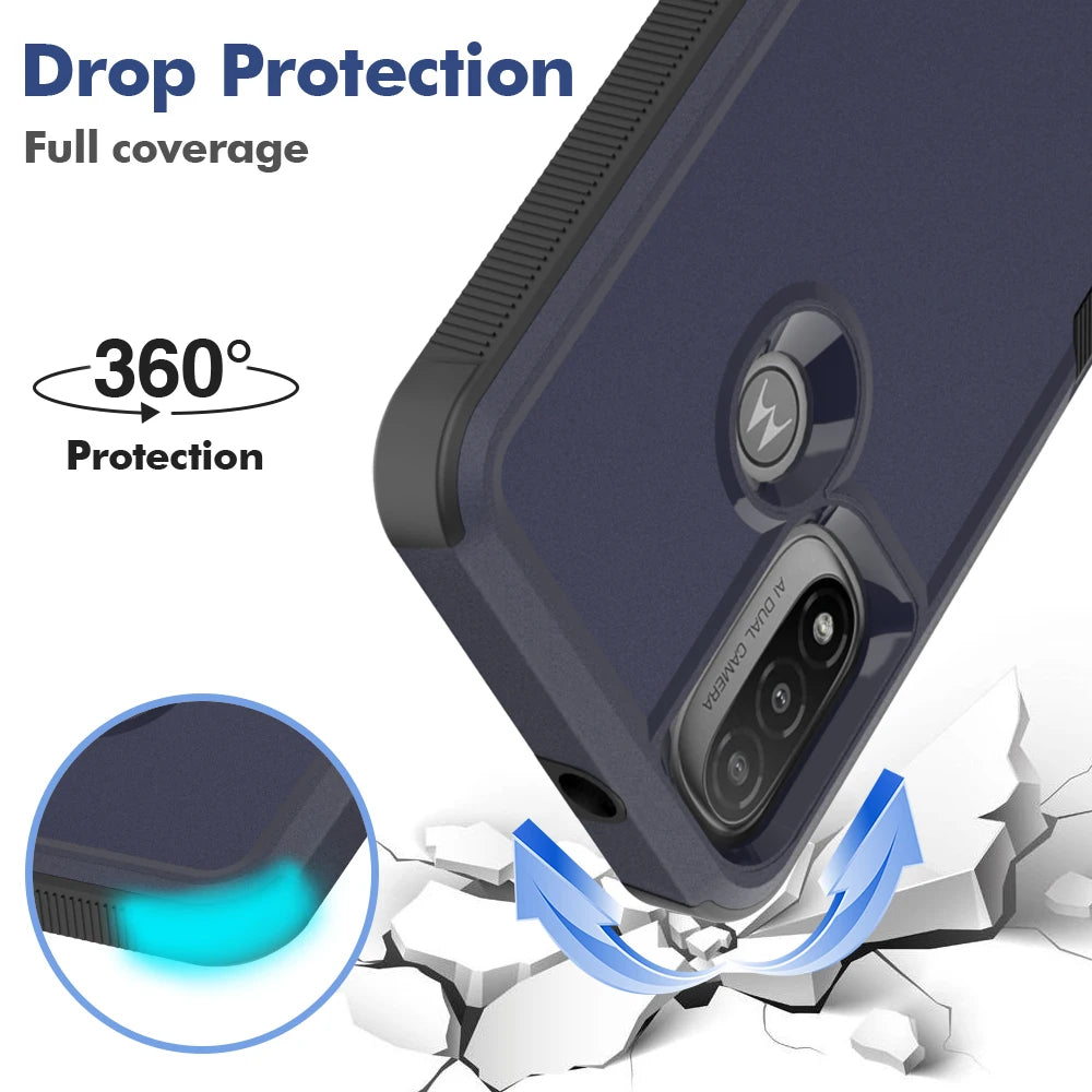 New TPU/PC Case for Motorola Moto E20 E30 E40 Military Shockproof Phone Cover Rugged Armor Shell 2IN1 Dual Layer Protection - Caseverse