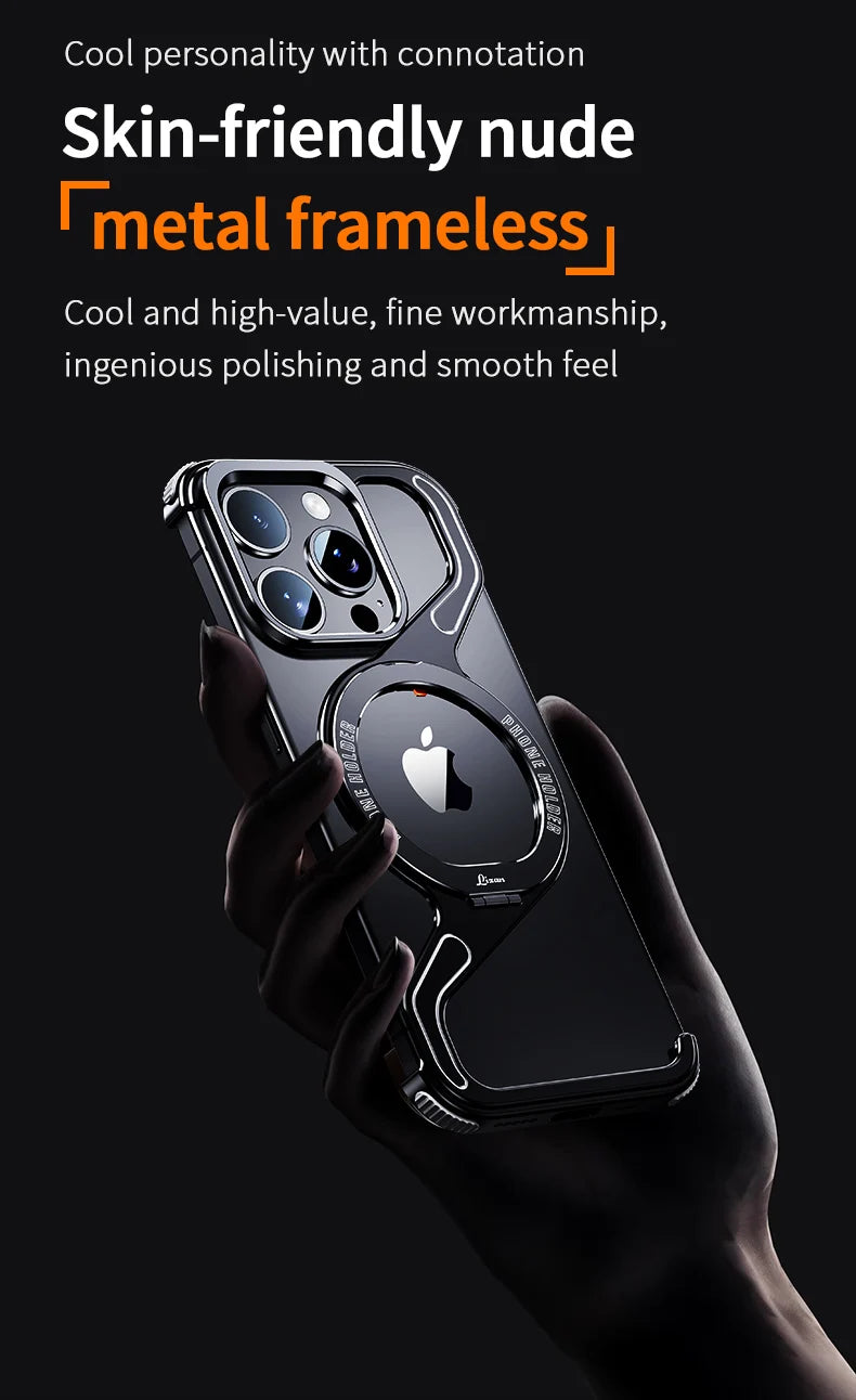 Shockproof Phone Case Z Shape Metal Frame for iPhone 16 Pro 15 14 13 Pro Max Plus Full Aluminium Alloy Magnetic Bracket Cases