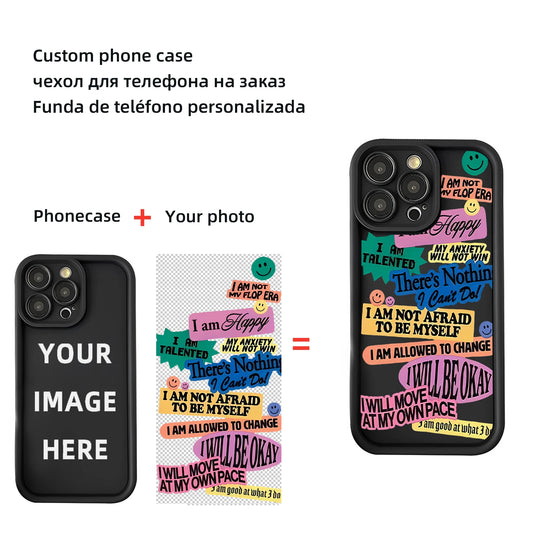 Customized Silicone Anti-fall Phone Case for iPhone 15 14 13 12 Pro Max Plus Phone Cover Personalized Design DIY Photo