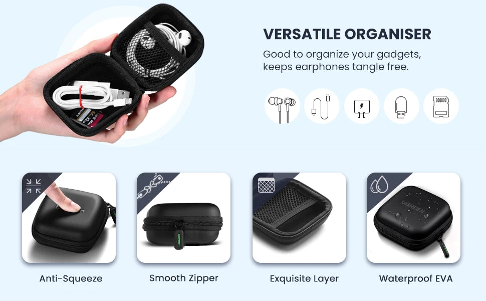 UGREEN Earphone Case Hard Headphone Bag for Airpods Earpods Sennheiser Ear Pads Wireless Bluetooth Earphone Accessories
