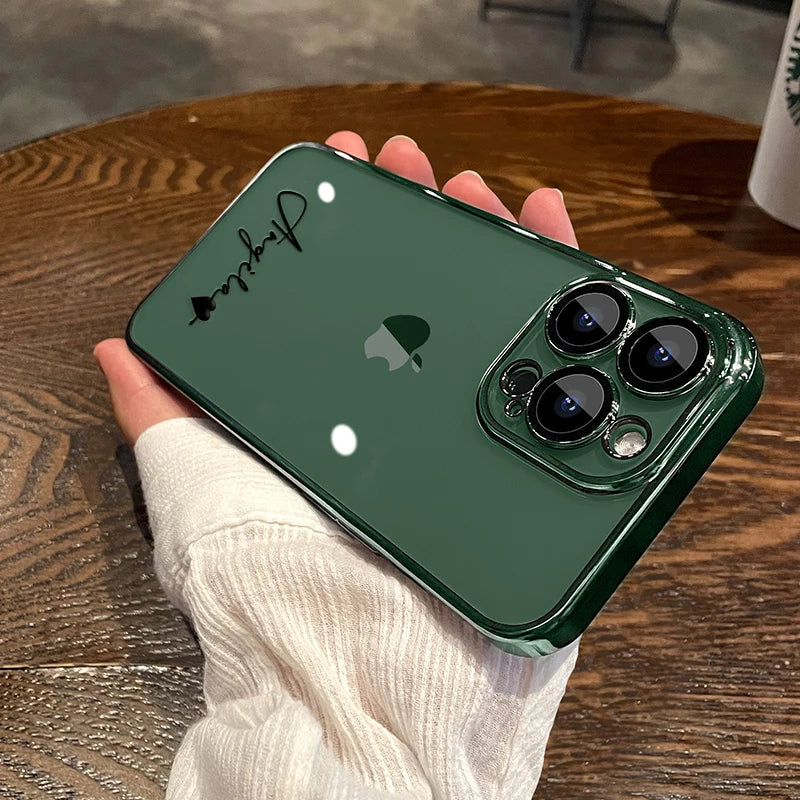 15 16 Pro Max Personalised Customized Name Case For iPhone 16 15 14 13 12 11 Pro Max Plating Transparent Luxury Cover 15 Pro Max - Caseverse