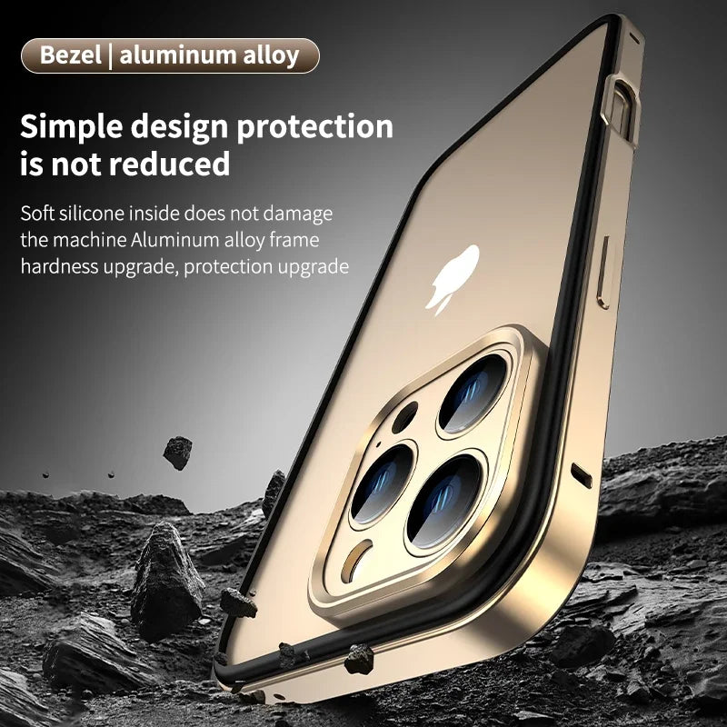 Camera Protection + Hybrid Silicone Frame Aluminum Metal Phone Case For iPhone 16 Pro Max 15 14 13 Better Heat Bumper