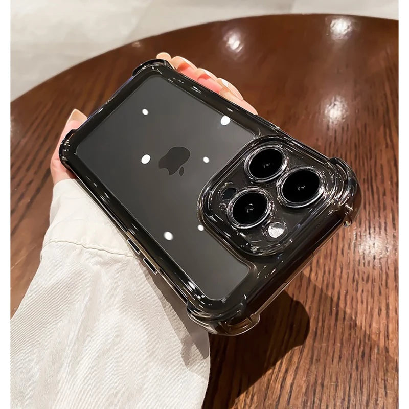 Luxury Transparent Silicone Phone Case For iPhone 16 15 14 13 12 11 Pro Max 16E XR X XS 7 8 14 15 Plus SE2 Shockproof Soft Cover - Caseverse