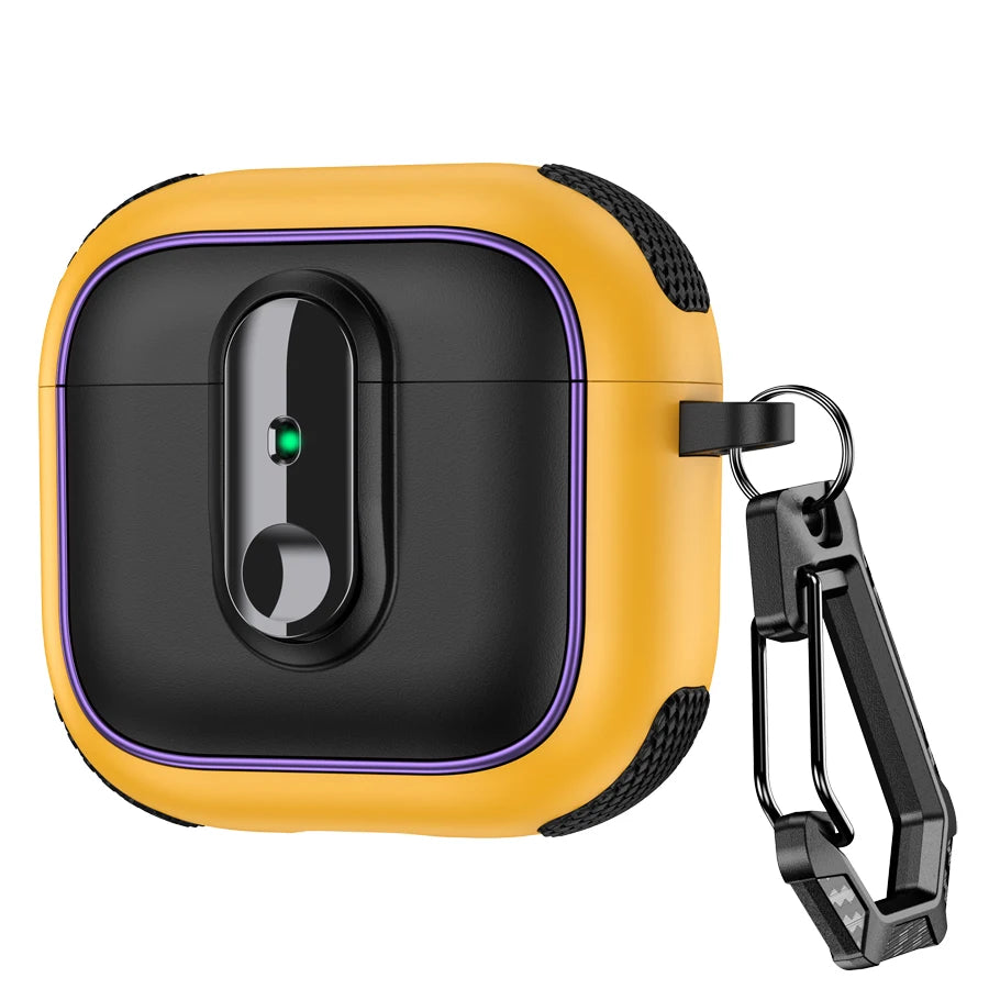 Armor locking clasp Earphone Cover For AirPods 4 3 2Pro With Plated Purple Strips With Magnetic Attraction Protective Case