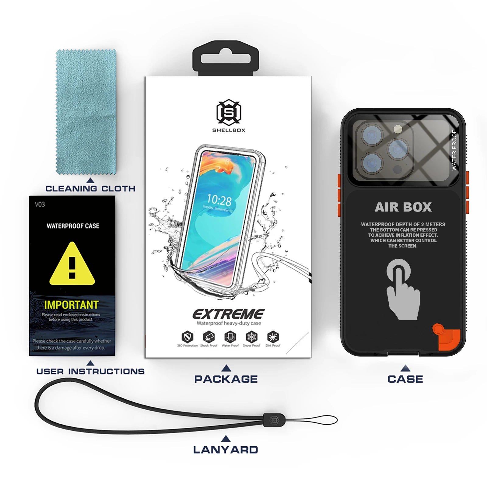 IP68 Waterproof Case For iphone 15 Pro Max Case 14 Plus 12 13 Underwater Full Sealing Cover Shockproof Built-in Screen Protector - Caseverse