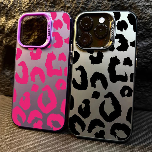Leopard Print Electroplate Silver Phone Case for Xiaomi 14T Pro Cases Mi 13 12 11 Lite 14 13T 12T Poco M6 X5 X6 F5 F6 Pro Cover