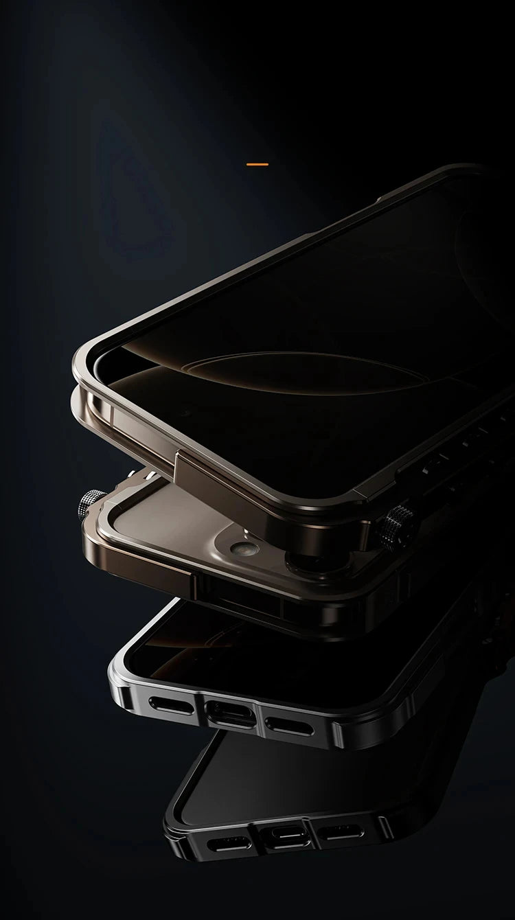 Luxury Aluminum Alloy Armor Frame Phone Case For iPhone 13 14 15 16 Pro Metal Removable Shockproof Cover