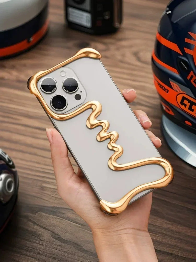 iPhone Phone Case Metal 3D Hollow Case For iPhone16 ProMax 14 15 Pro 16Plus  Aluminum Alloy Track Shell Air Bag Shockproof Cover