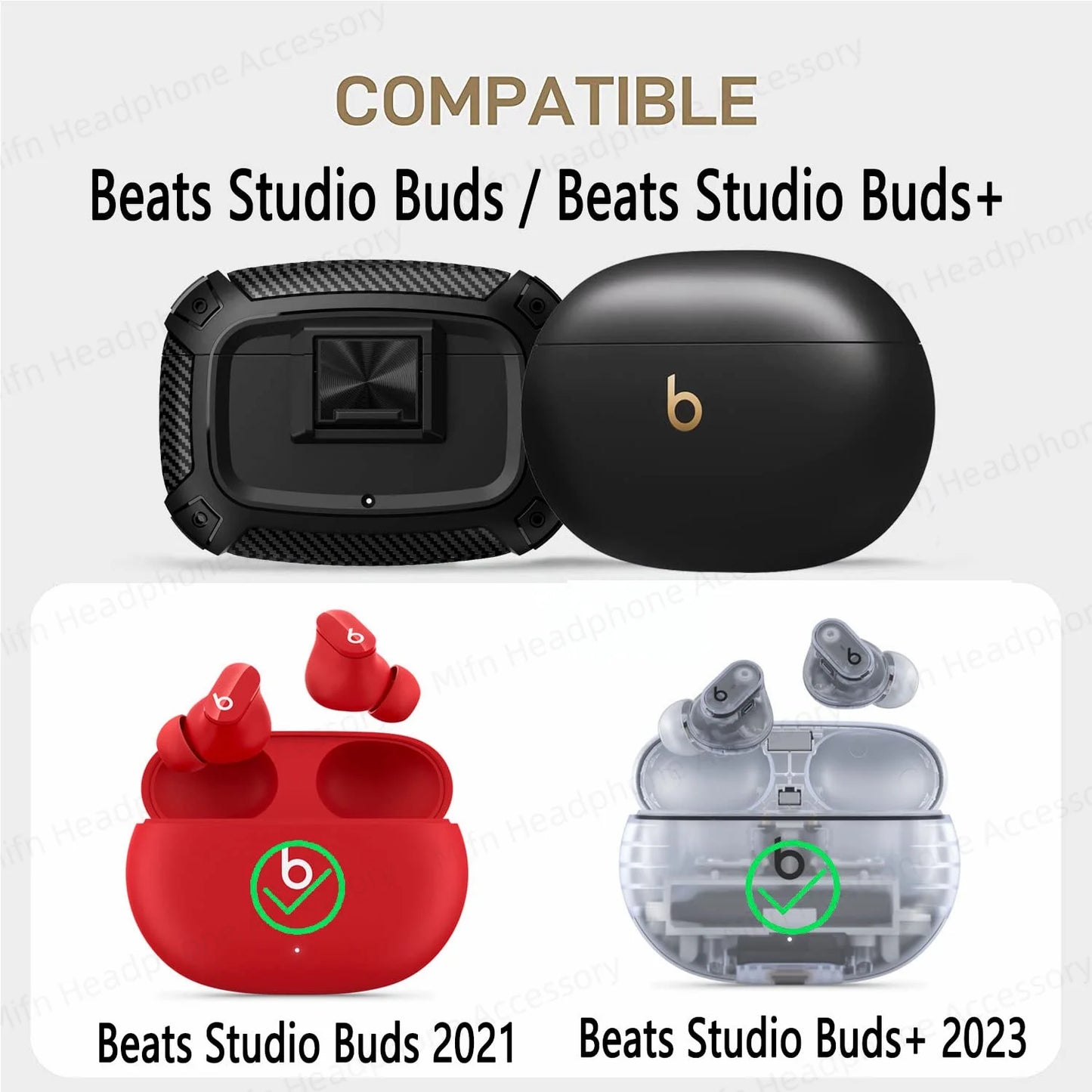 for Beats Studio Buds/Beats Studio Buds+Headphone case with Lanyard Anti drop Earphone protect Cover For Beats Studio Buds Capa