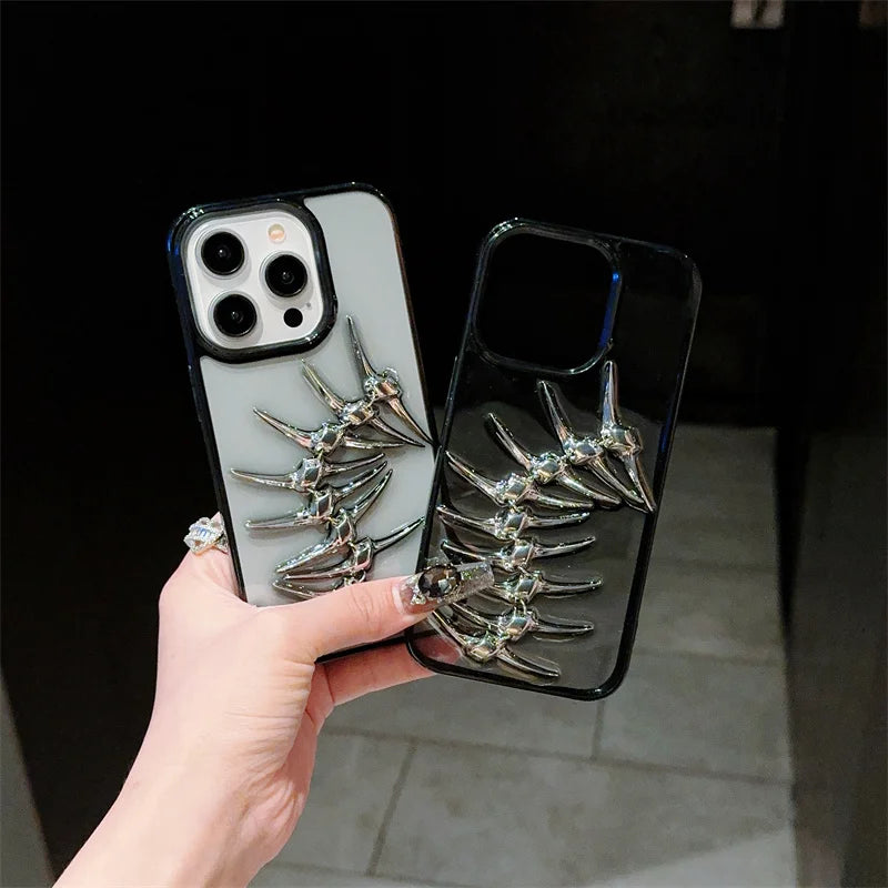 Unique design sense, three-dimensional drip glue fish bone Phone Case For iPhone 11 12 13 14 15 16 pro max - Caseverse