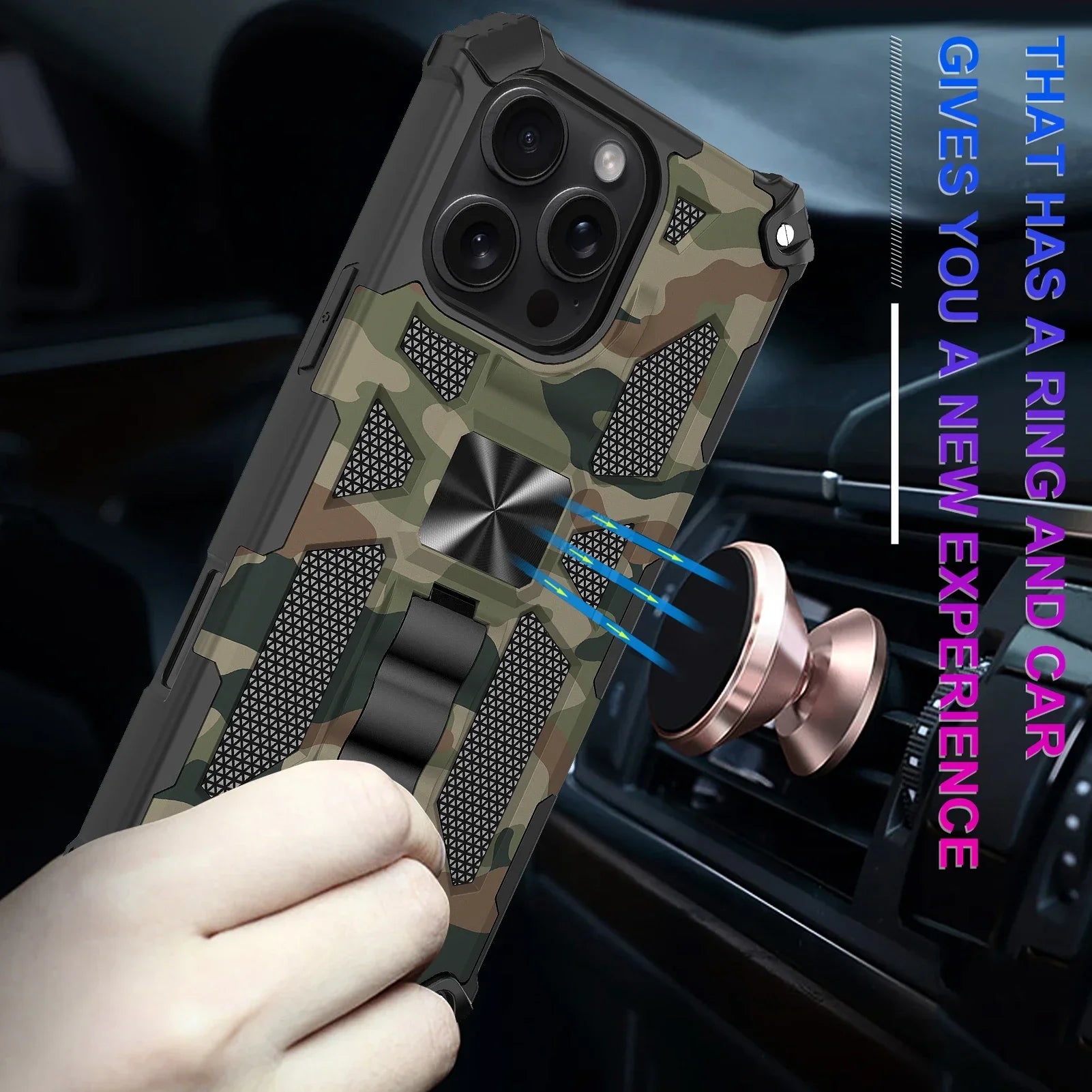 Military Camouflage Armor Shockproof Case For iPhone 11 12 13 14 15 16 Pro Max Xs XR SE 2020 2022 8 7 Plus Kickstand Phone Cover - Caseverse