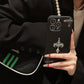 Leather Phone Case for IPhone 16 15 14 13 12 11 Pro Max Luxury Gothic High Grade Fashion Trends 3D Metal Cross Protection Cover