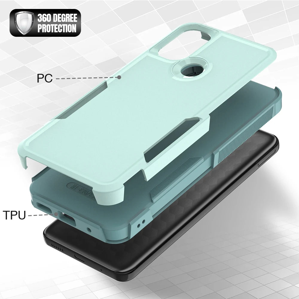 New TPU/PC Case for Motorola Moto E20 E30 E40 Military Shockproof Phone Cover Rugged Armor Shell 2IN1 Dual Layer Protection - Caseverse