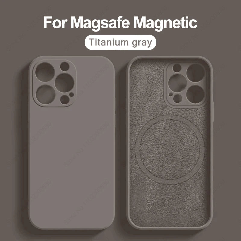 Original Magnetic Liquid Silicone Phone Cases For iPhone 16 15 14 13 12 11 Pro Max Magsafe Case Wireless Charge Shockproof Cover