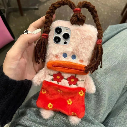 Plush Funny Sausage Mouth Phone Cases for IPhone16 15 14 13 12 Pro Max Mini X XR XS 8 Plus SE 2020 7 8Case Shockproof Back Cover