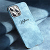 Personalized Luxury Leather Lambskin Case For iPhone 11 12 13 14 15 16 Pro Max Customized Name DIY Cover 11 12 13 14 15 Pro Max - Caseverse