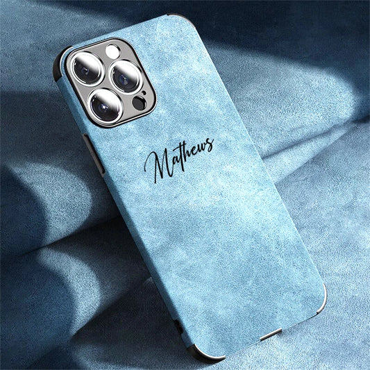 Personalized Luxury Leather Lambskin Case For iPhone 11 12 13 14 15 16 Pro Max Customized Name DIY Cover 11 12 13 14 15 Pro Max