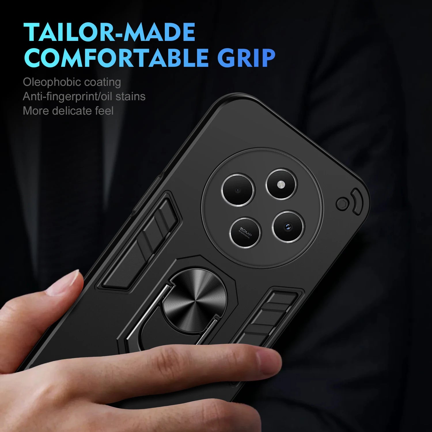 Military Grade Case for Xiaomi Poco C75 Redmi 14C 4G A3 Protective Cover Shockproof Ring Stand Holder Fundas Coque - Caseverse