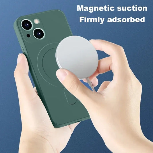 For iPhone 15 Pro Max Luxury Magsafe Magnetic Liquid Silicone Phone Case For iPhone 11 12 13 14 15 16 plus X Xr Protective Cover - Caseverse