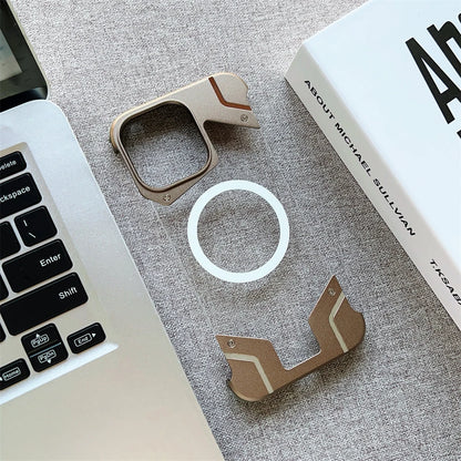 Magnetic Titanium Metal Transparent No Frame Phone Case For iPhone 16 Pro Max 16  Plus For Magsafe Aluminum Bumper Armor Cover