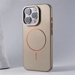 Stylish Camera Lens Holder Magnetic Magsafe Phone Case for IPhone 16 15 14 Pro Max Wireless Charging Matte Shockproof Hard Cover