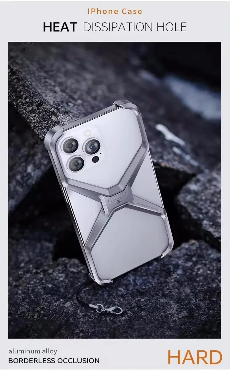 Aluminum Alloy X-shaped Metal Frame  Phone Case for IPhone 16 15 Pro Max 14 13 Military Grade Drop Protection Cover - Caseverse