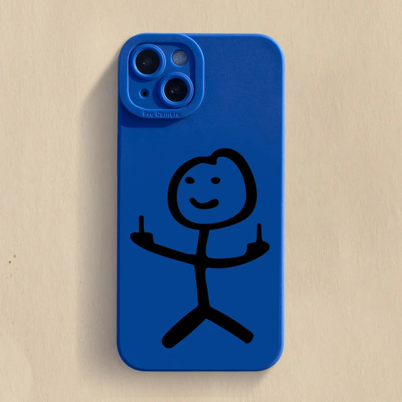 Cute Cartoon Matchman Matte Silicone Phone Case For iPhone 16 15 Soft Back Cover - Caseverse
