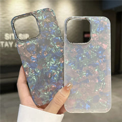 Luxury Bling Glitter Dream Shell Marble Pattern Phone Case For iPhone 16 15 11 12 13 14 Pro Max XR XS X 7 8 Plus Hard PC Cover