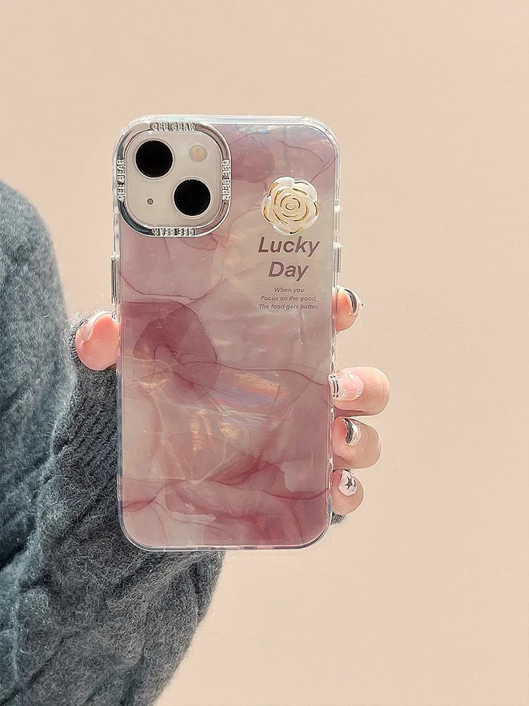 Fashion Glitter Laser Shiny Floral Marble Pattern Shell Case For iPhone 15 Pro Max 16 14 13 11 12 Shockproof Phone Cover Bumper - Caseverse