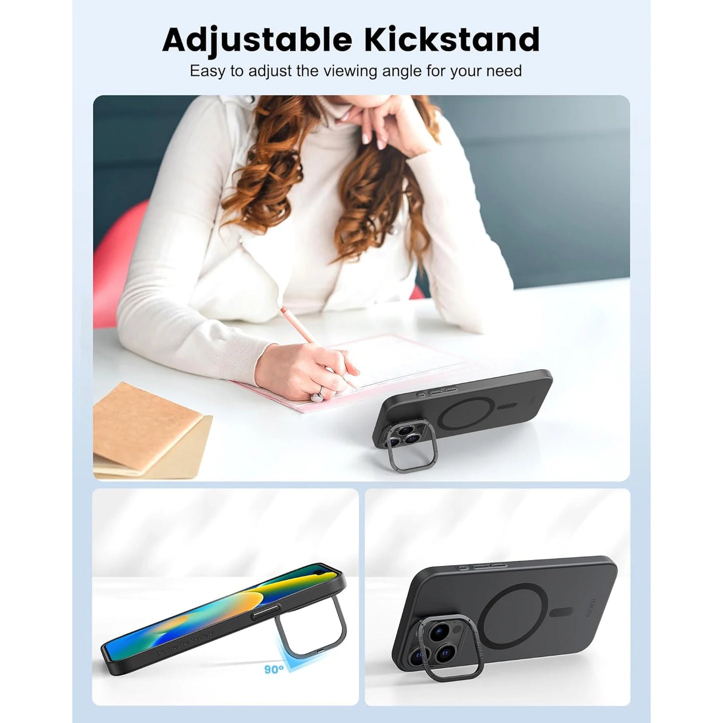 SODI Kickstand Case For iPhone 15 Pro Max Magnetic Phone Case Full Body Shockproof Cases Compatible With MagSafe SIP150