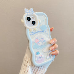 Kawaii Sanrio Cinnamoroll With Bracelet Bracket Phone Case For iPhone 15 14 13 12 11 Pro Max XR XS MAX X 7 Back Cover Y2k Gift