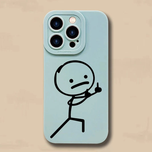 Cute Cartoon Matchman Matte Silicone Phone Case For iPhone 16 15 Soft Back Cover