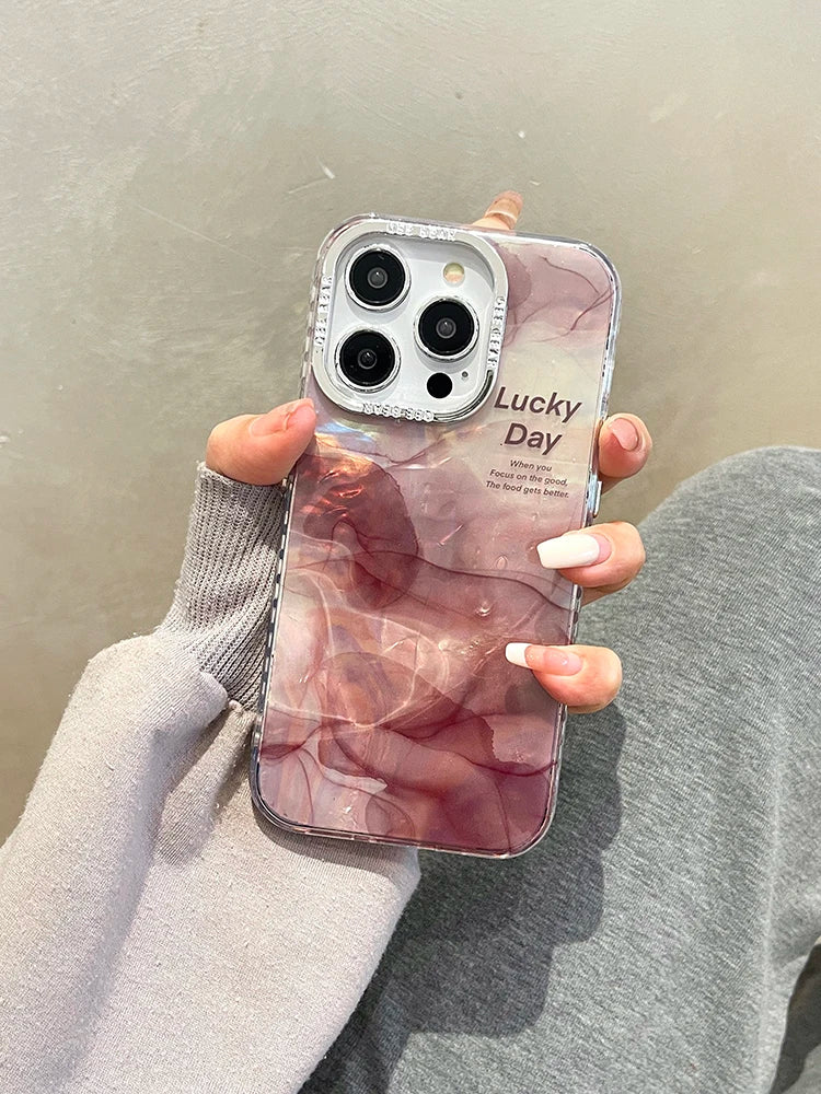 Fashion Glitter Laser Shiny Floral Marble Pattern Shell Case For iPhone 15 Pro Max 16 14 13 11 12 Shockproof Phone Cover Bumper - Caseverse