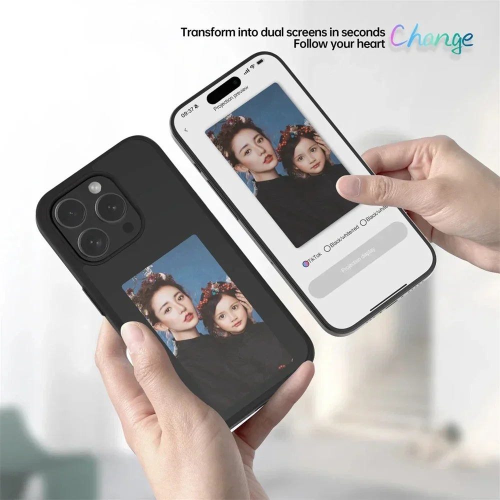 Smart E-ink Screen Phone Case for IPhone 13 14 15 Pro Max NFC Refesh Photo Anime Characters Boy Girl Luxury Silicone Phone Cover - Caseverse